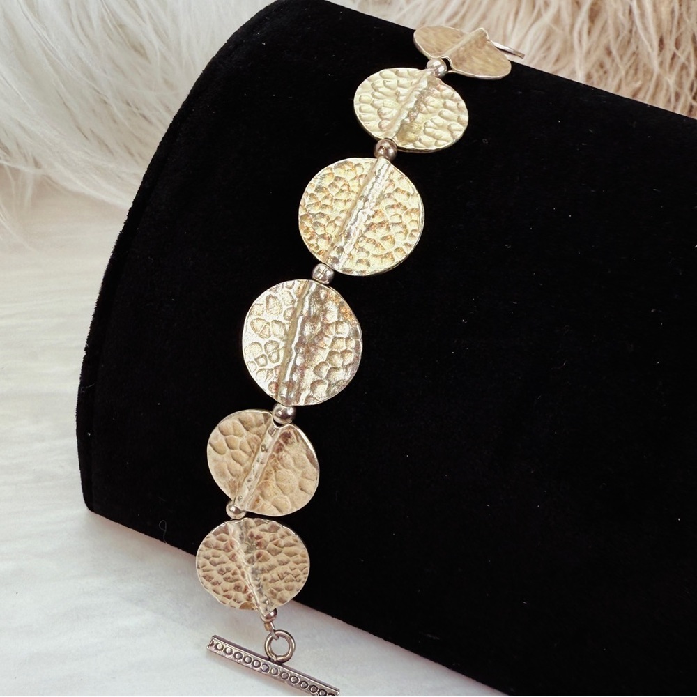 Vintage age Silvertone Textured hammered Bracelet